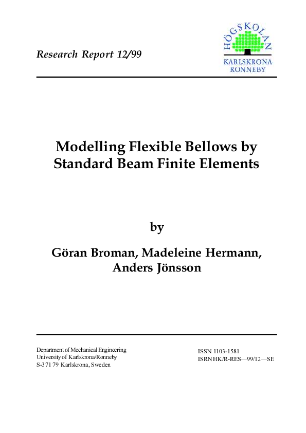 (PDF) Modelling Flexible Bellows by Standard Beam Finite Elements