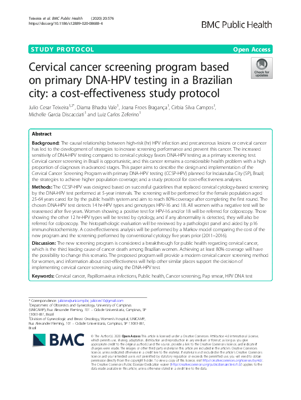 (PDF) Cervical cancer screening program based on primary DNA-HPV ...