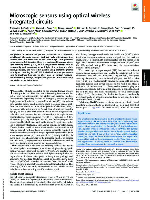 (PDF) Microscopic sensors using optical wireless integrated circuits