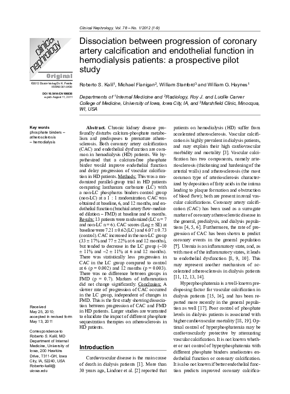 (PDF) Dissociation between progression of coronary artery calcification ...