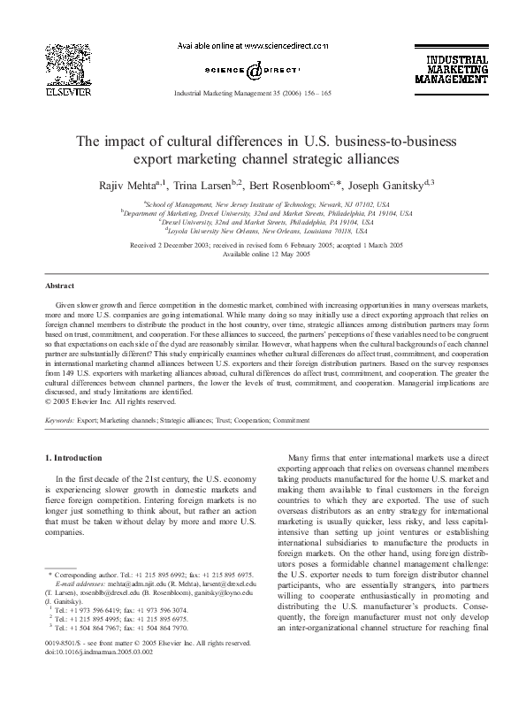 (PDF) The impact of cultural differences in U.S. business-to-business ...