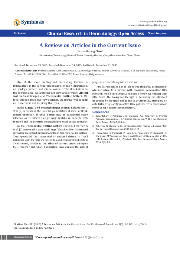 (PDF) A Review on Articles in the Current Issue