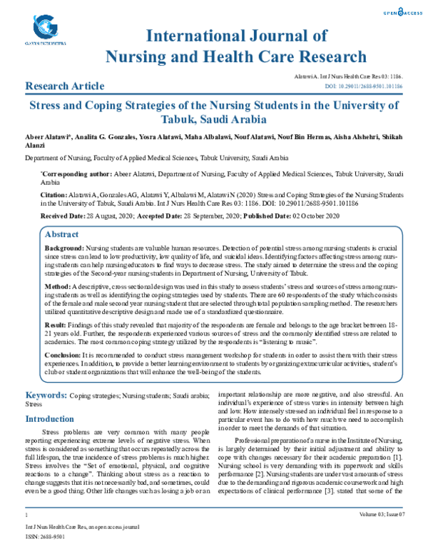 (PDF) Stress and Coping Strategies of the Nursing Students in the ...