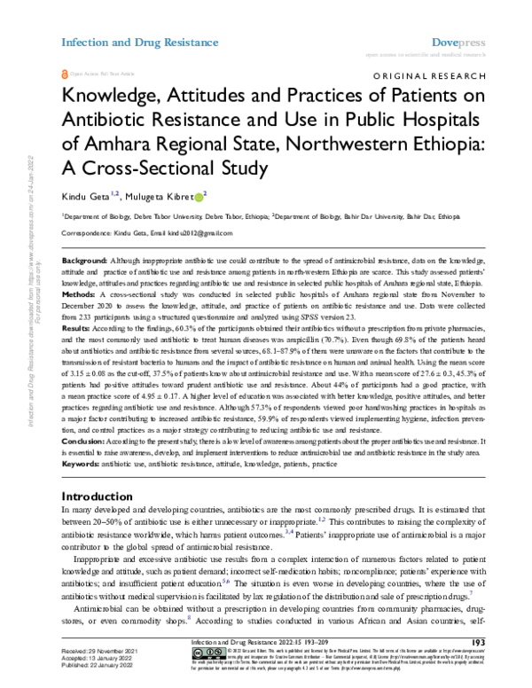 (PDF) Knowledge, Attitudes and Practices of Patients on Antibiotic ...