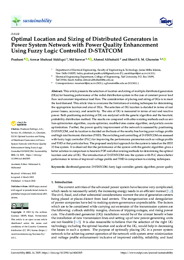 (PDF) Optimal Location and Sizing of Distributed Generators in Power ...