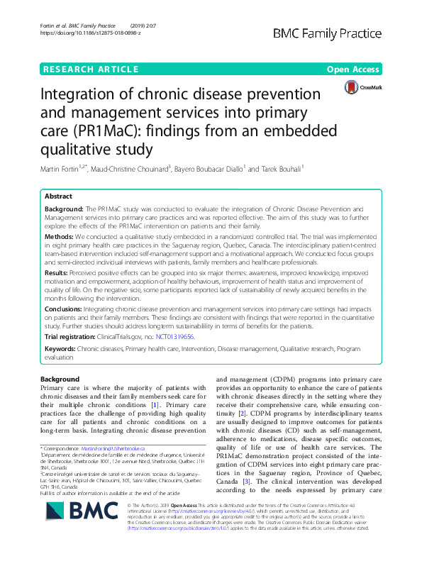 (PDF) Integration of chronic disease prevention and management services ...