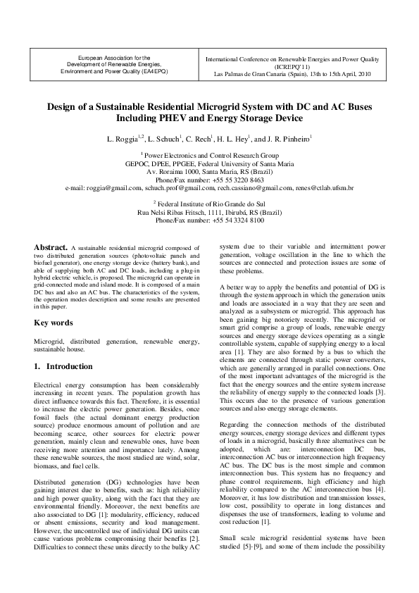 (PDF) Design of a sustainable residential microgrid system with DC and ...