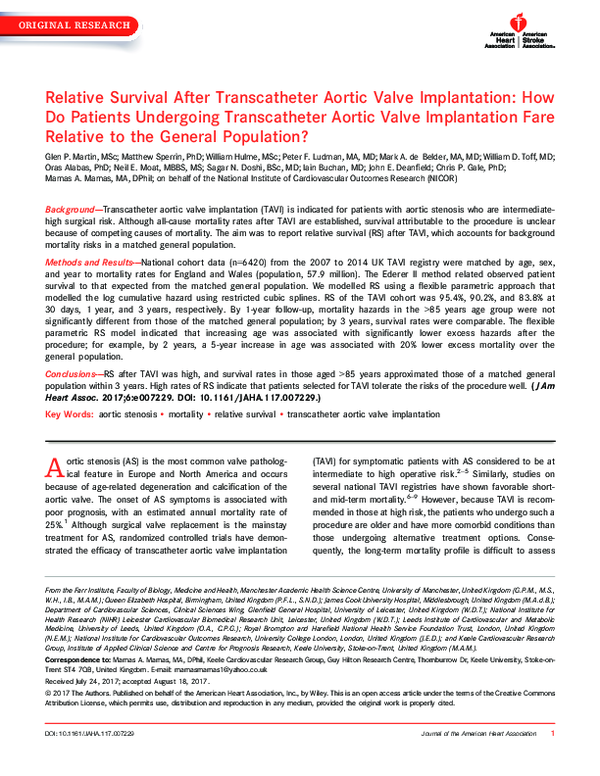 (PDF) Relative Survival After Transcatheter Aortic Valve Implantation ...