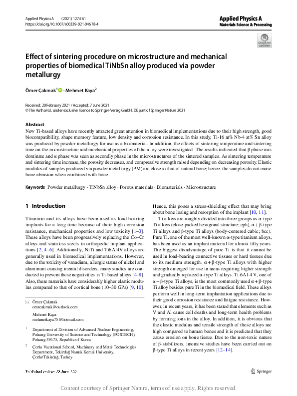 (PDF) Effect of sintering procedure on microstructure and mechanical ...