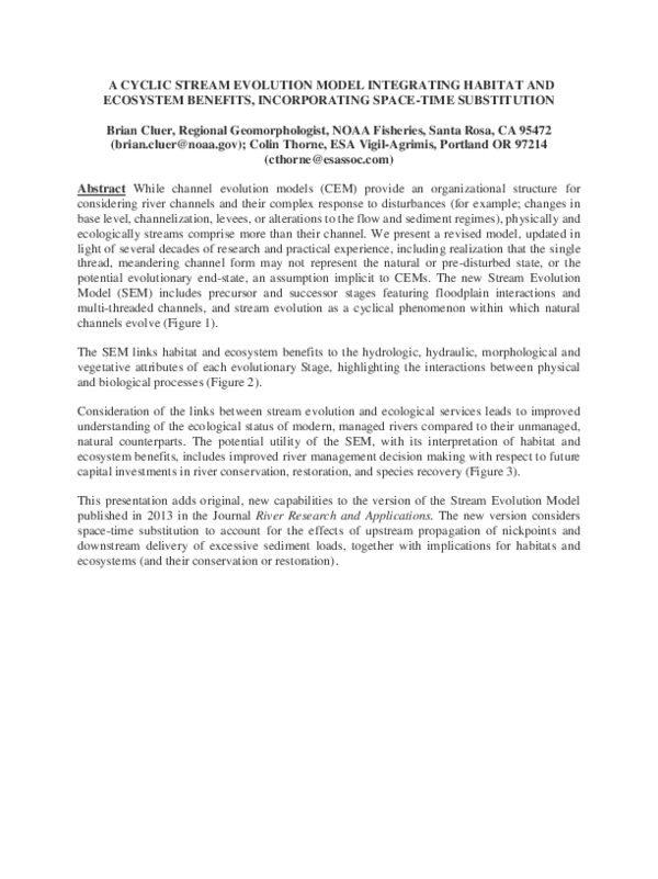 (PDF) A Cyclic Stream Evolution Model Integrating Habitat and Ecosystem ...