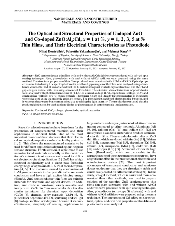 (PDF) The Optical and Structural Properties of Undoped ZnO and Co-doped ...