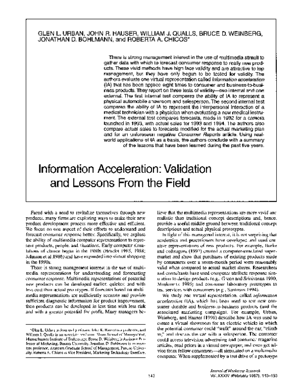 (PDF) Information Acceleration: Validation and Lessons from the Field