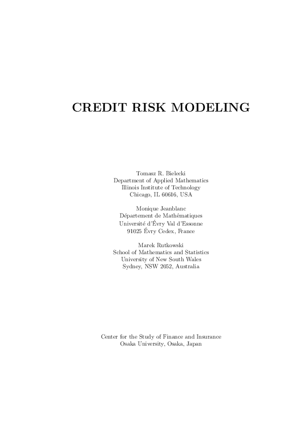 (PDF) Credit Risk Modeling
