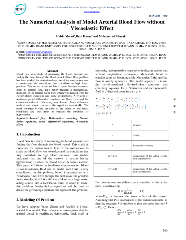 (PDF) The Numerical Analysis of Model Arterial Blood Flow without ...
