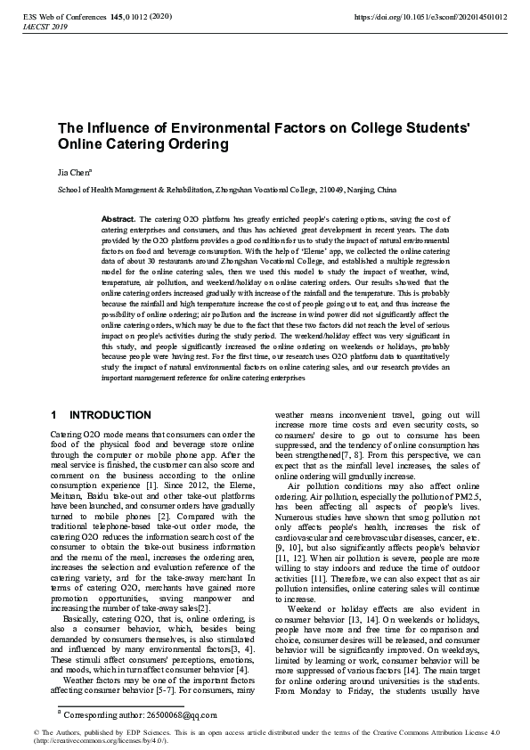 (PDF) Influence of environmental factors on college alcohol drinking ...