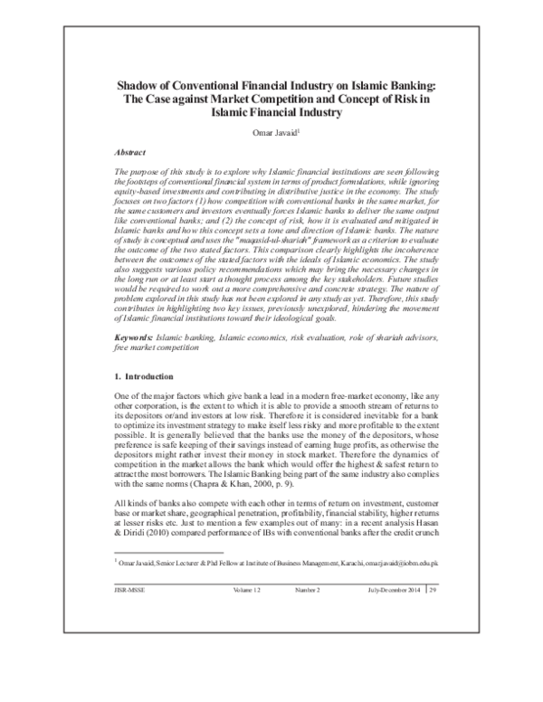 (PDF) Shadow of Conventional Financial Industry on Islamic Banking: The ...