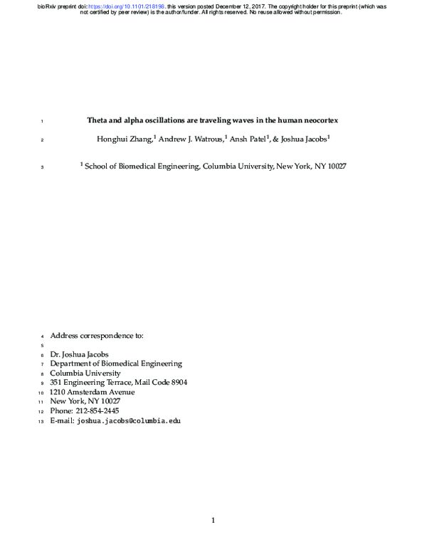 (PDF) Theta and Alpha Oscillations Are Traveling Waves in the Human ...