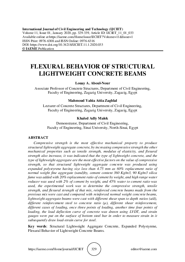 (PDF) Flexural Behavior of Structural Lightweight Concrete Beam