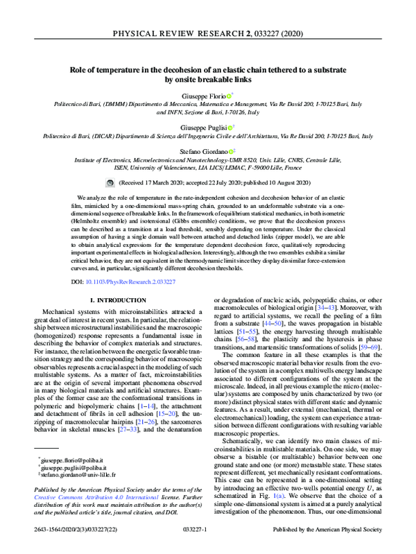 (PDF) Role of temperature in the decohesion of an elastic chain ...