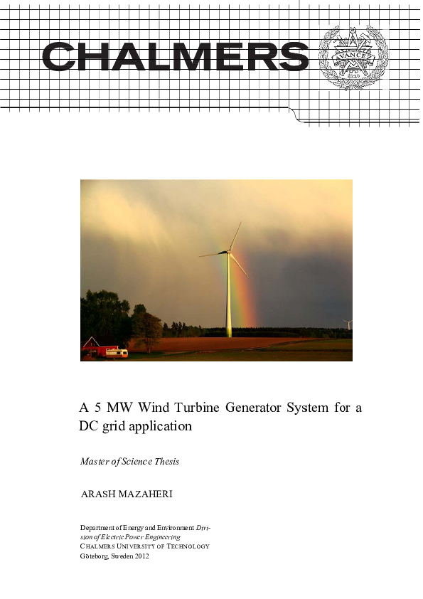 (PDF) A 5 MW Wind Turbine Generator System for a DC grid application