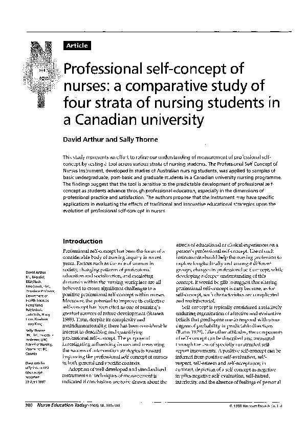 (PDF) Professional self-concept of nurses: a comparative study of four ...