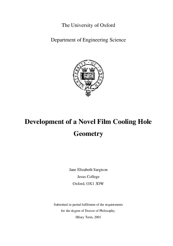 (PDF) Development of a novel film cooling hole geometry | Jane Sargison ...