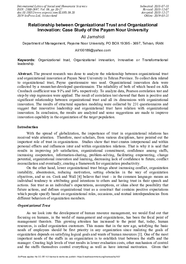(PDF) The Relationship Between Organizational Trust and Organizational ...