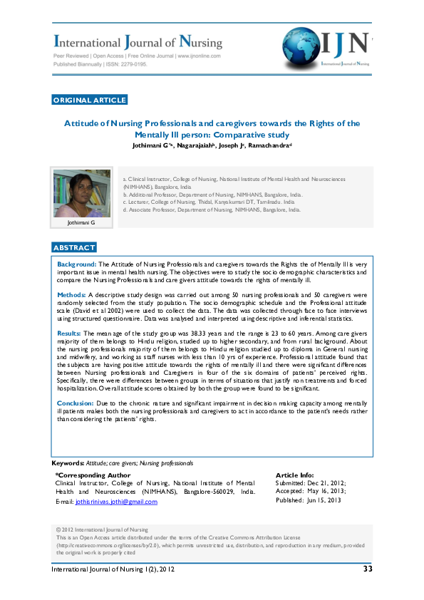 (PDF) A comparative study to assess the Attitude of Nursing ...