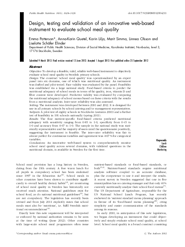 (PDF) Design, testing and validation of an innovative web-based ...