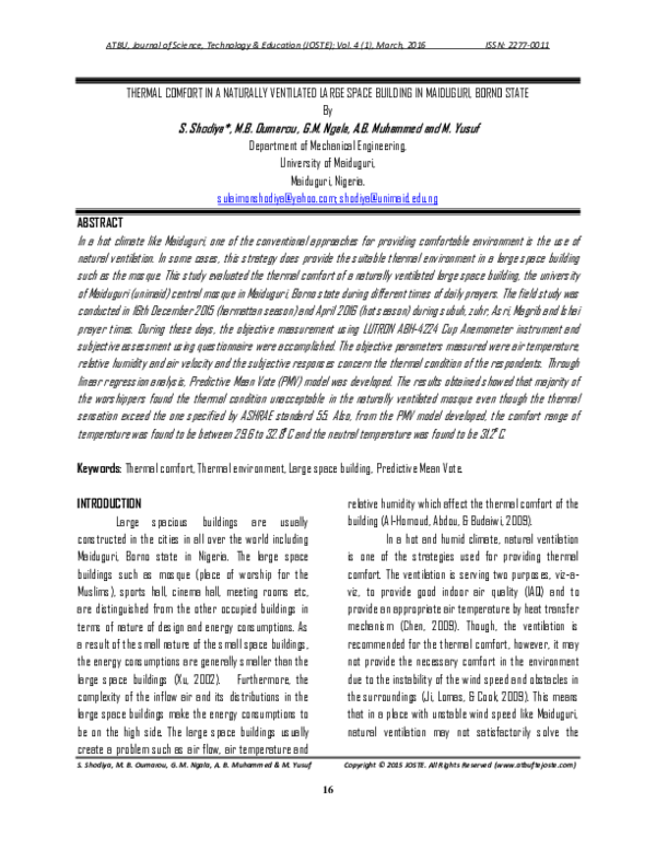 (PDF) Field Studies of Thermal Comfort in a Naturally Ventilated Large ...