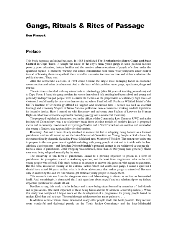(PDF) Gangs, Rituals & Rites of Passage