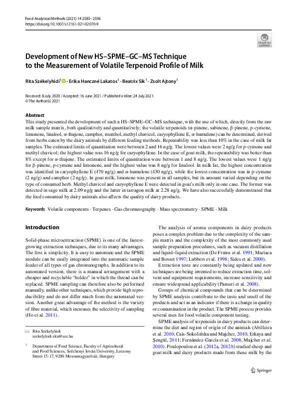 (PDF) Development of New HS–SPME–GC–MS Technique to the Measurement of ...