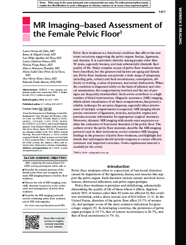 (PDF) MR Imaging–based Assessment of the Female Pelvic Floor