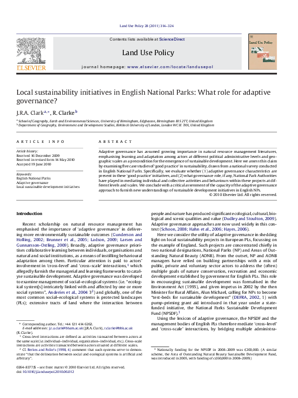 (PDF) Local sustainability initiatives in English National Parks: What ...