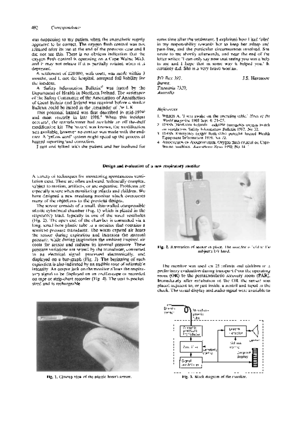 (PDF) Design and evaluation of a new respiratory monitor
