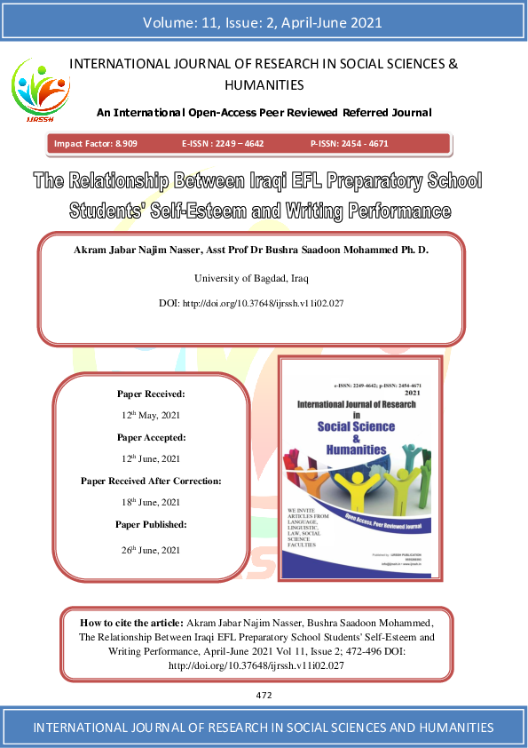 (PDF) The Relationship Between Iraqi EFL Preparatory School Students ...