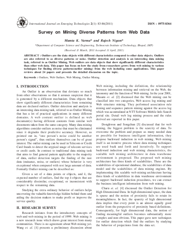(PDF) Survey on Mining Diverse Patterns from Web Data | rajesh nigam ...
