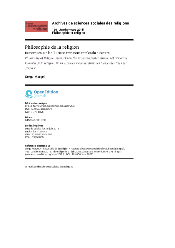 (PDF) Philosophie de la religion