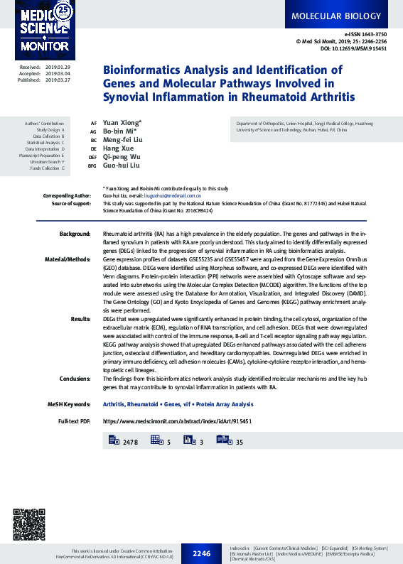 (PDF) Bioinformatics Analysis and Identification of Genes and Molecular ...