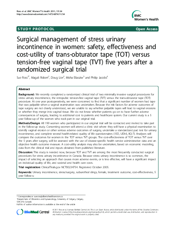 (PDF) Surgical management of stress urinary incontinence: trends in ...