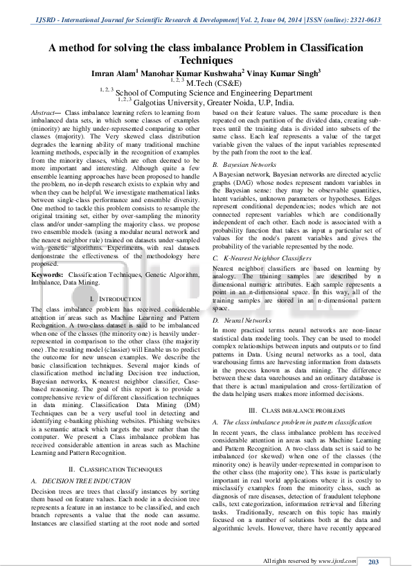 (PDF) A method for solving the class imbalance Problem in ...