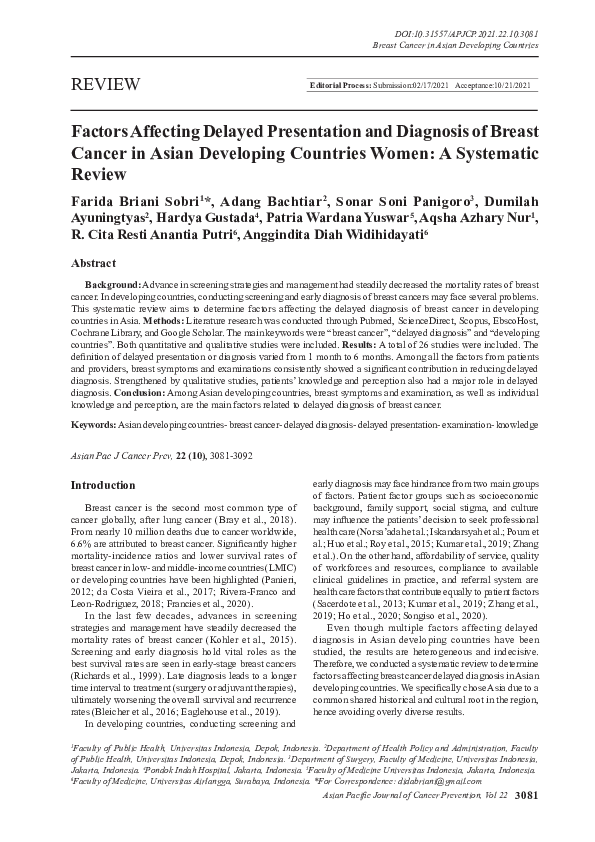 (PDF) Factors Affecting Delayed Presentation and Diagnosis of Breast ...