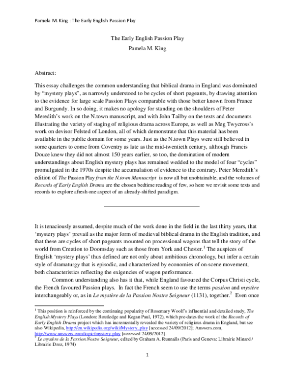 (PDF) The Early English Passion Play Pamela King Academia.edu