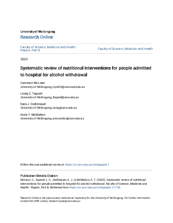 (PDF) Systematic review of nutritional interventions for people ...