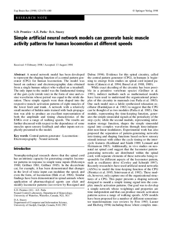 (PDF) Simple artificial neural network models can generate basic muscle ...
