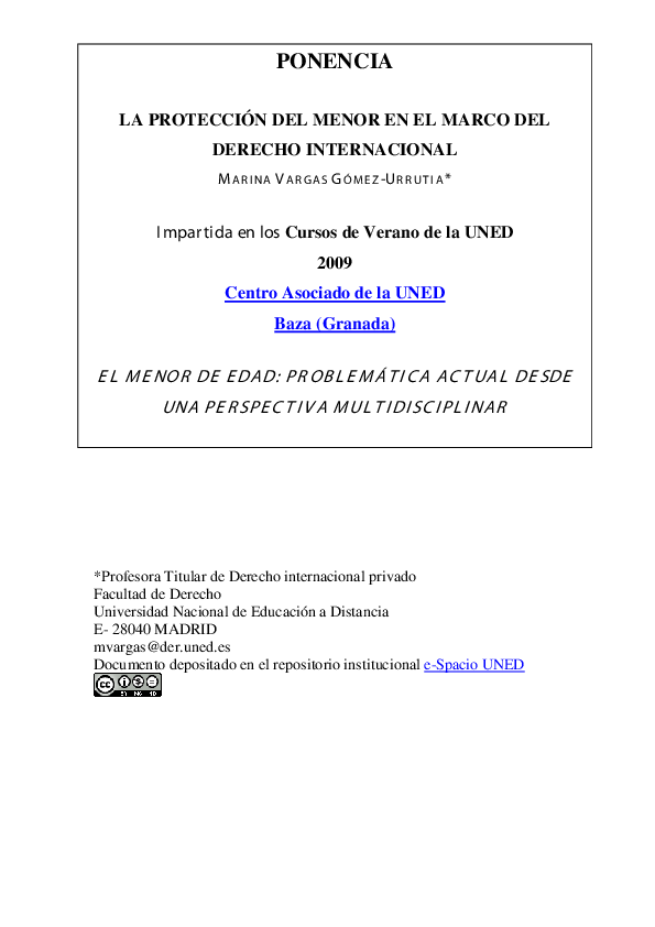 (PDF) La protección del menor en el marco del derecho internacional