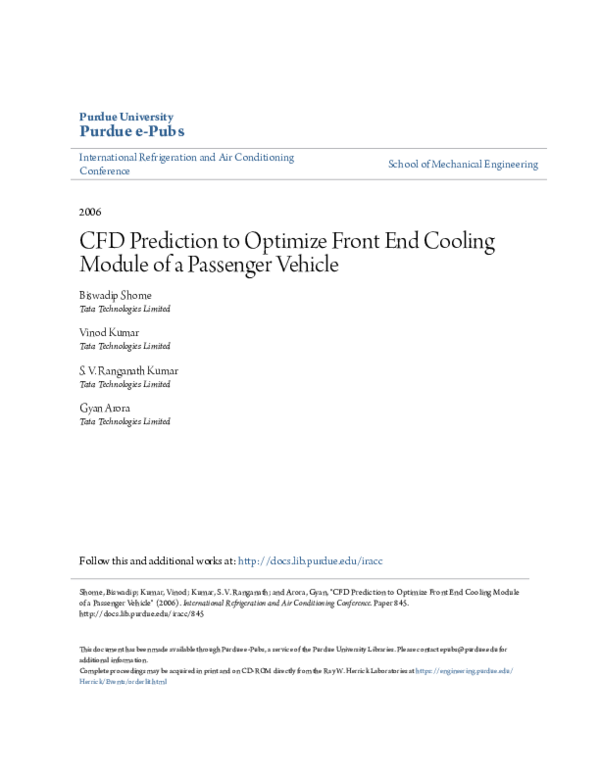 (PDF) CFD Prediction to Optimize Front End Cooling Module of a ...