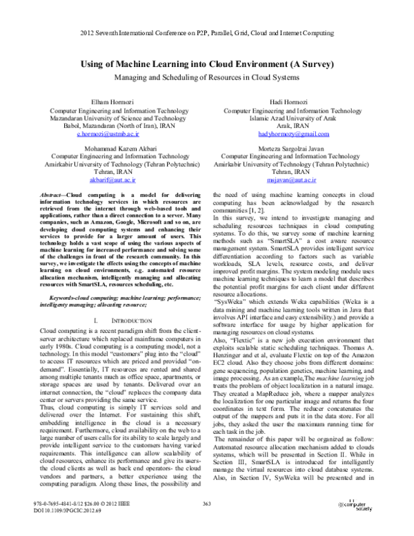 (PDF) Using of Machine Learning into Cloud Environment (A Survey ...