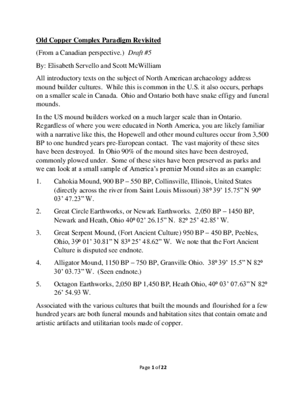(PDF) Old Copper Complex Paradigm Revisited 5 Scott McWilliam
