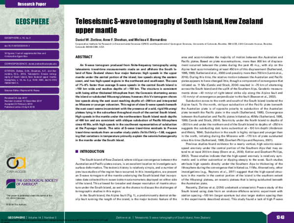 (PDF) Teleseismic S-wave tomography of South Island, New Zealand upper ...